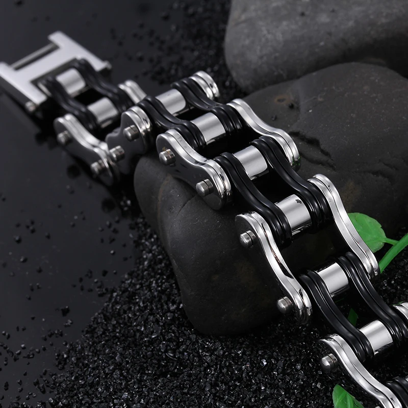 Тяжелый 107 г Вес титановая сталь черный Байкерский велосипедный браслет-цепочка