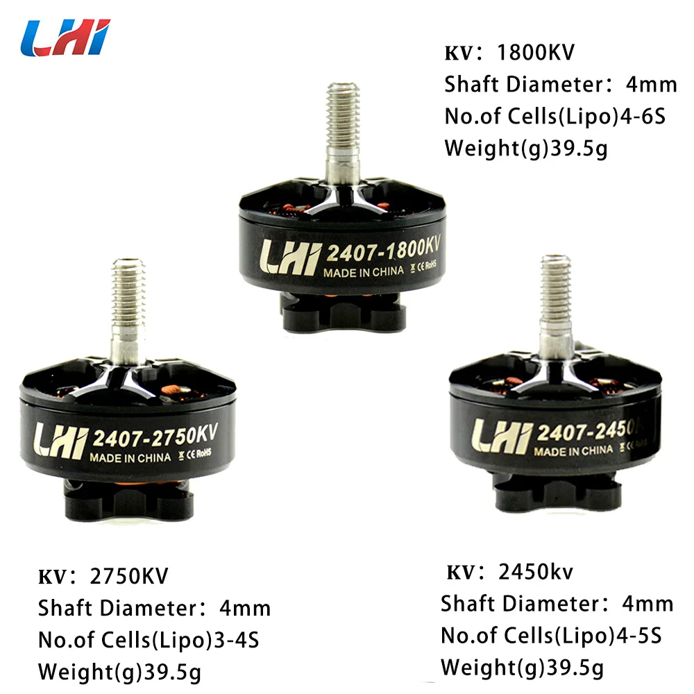 LHI 2407 1800KV/2450KV/2750KV 3 6S бесщеточный двигатель для FPV Racing четырехъядерный