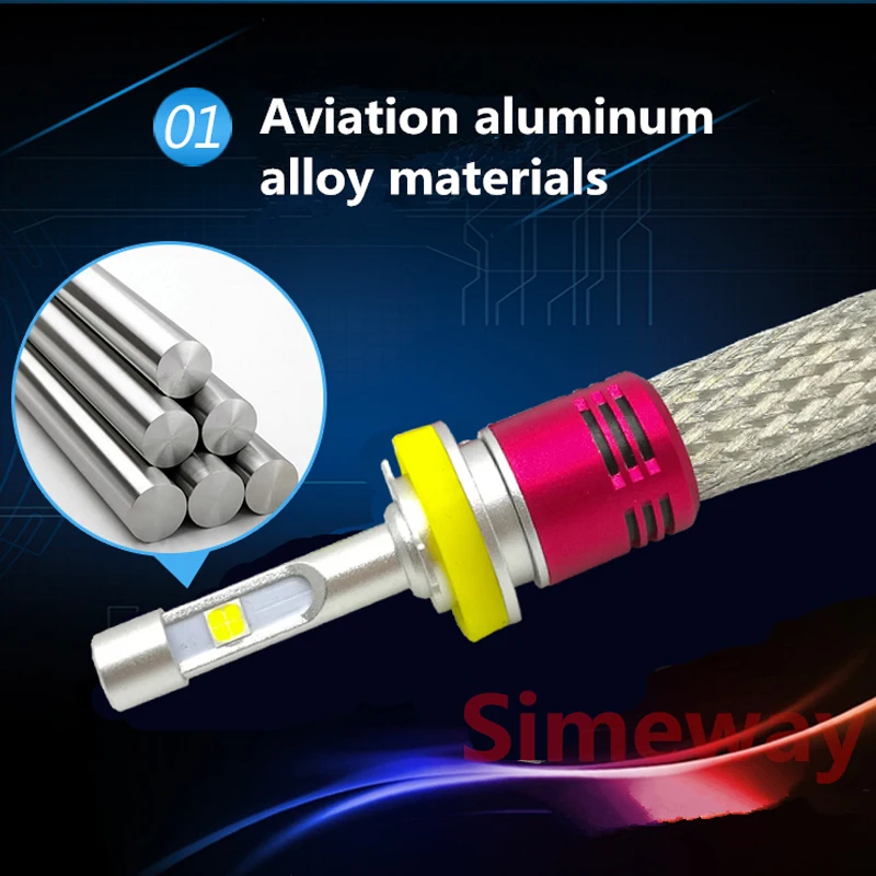 Комплект светодиодных фар Simeway D1S D2S с чипом XHP50 светодиодные лампы 4300K 6000K 52W H4 H7 H11 H8