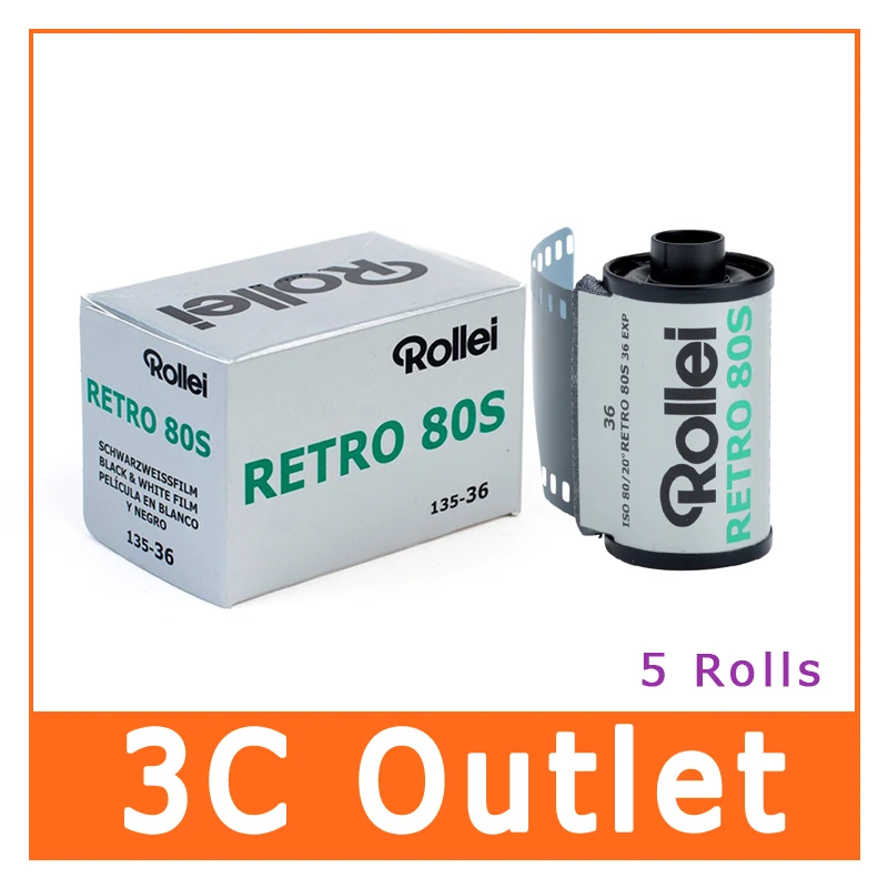 Rollei RETRO 80S 35 мм 36exp черно белая пленка 135 36 5 рулонов|Фотоплёнка| |