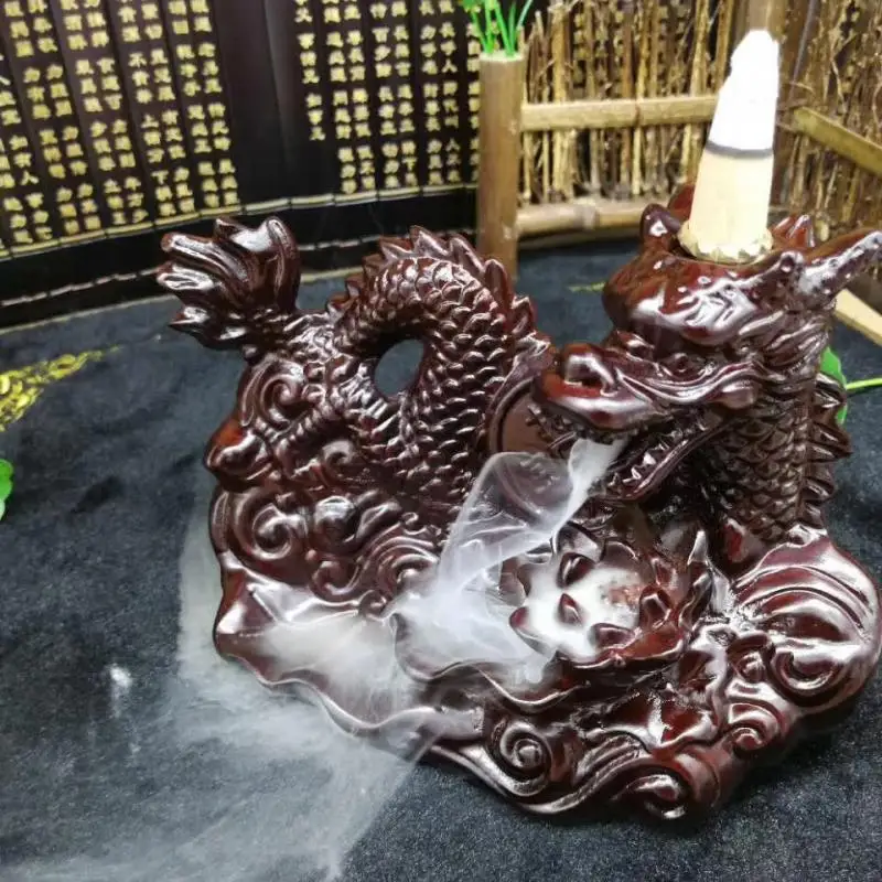 Курильница для благовоний с драконом Wierook, водопады, курильница для благовоний, палочки для благовоний, держатель Черного сандалового дерева, домашний декор