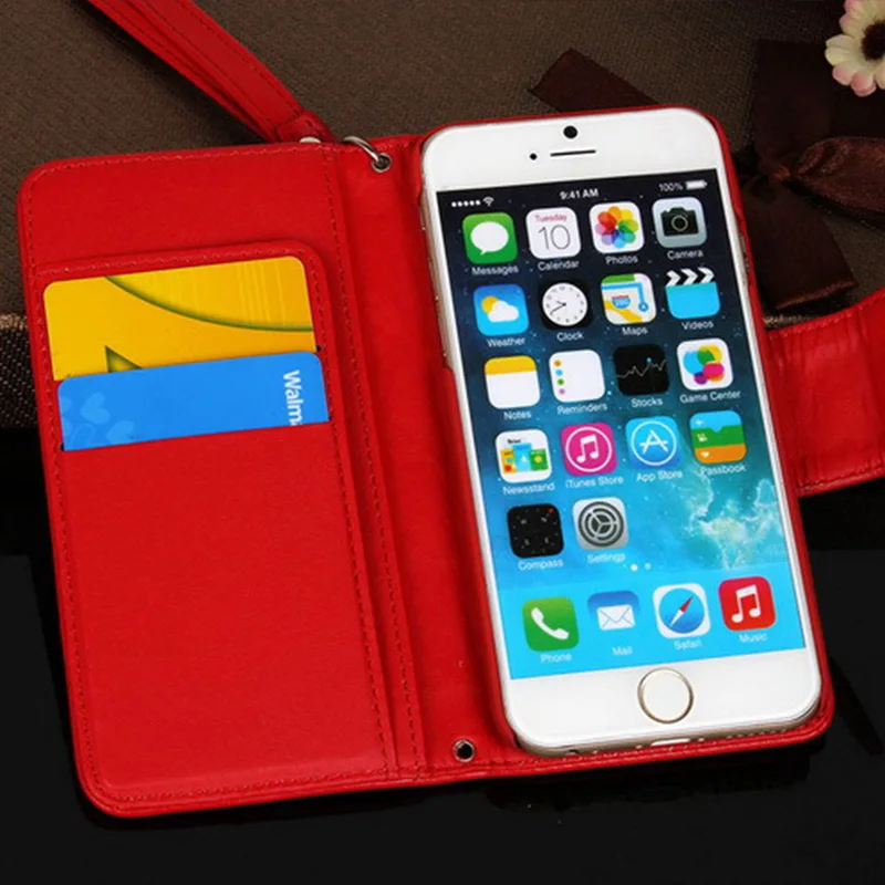 Мода Овчины чехол Для iPhone 6 s Бумажник флип телефон случаях кожа защитные