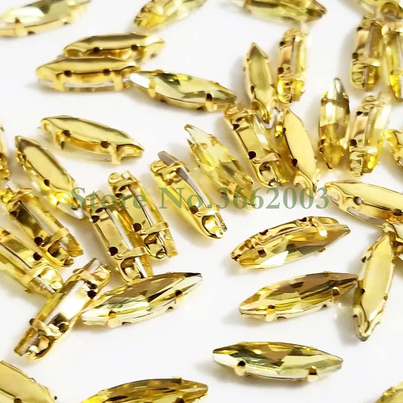 4x15mm 50 шт./упак. Золотой подошвой внешней торговли Стекло с украшением в виде кристаллов пришить коготь стразы, сделай сам, Костюмы аксессуары