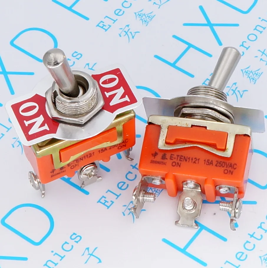 

5pcs/lot 3 pin New High Quality 15A/250V SPST ON OFF ON Toggle Switch E-TEN1121