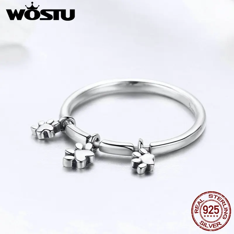 WOSTU/кольцо для женщин из стерлингового серебра 925 пробы с милой собачкой
