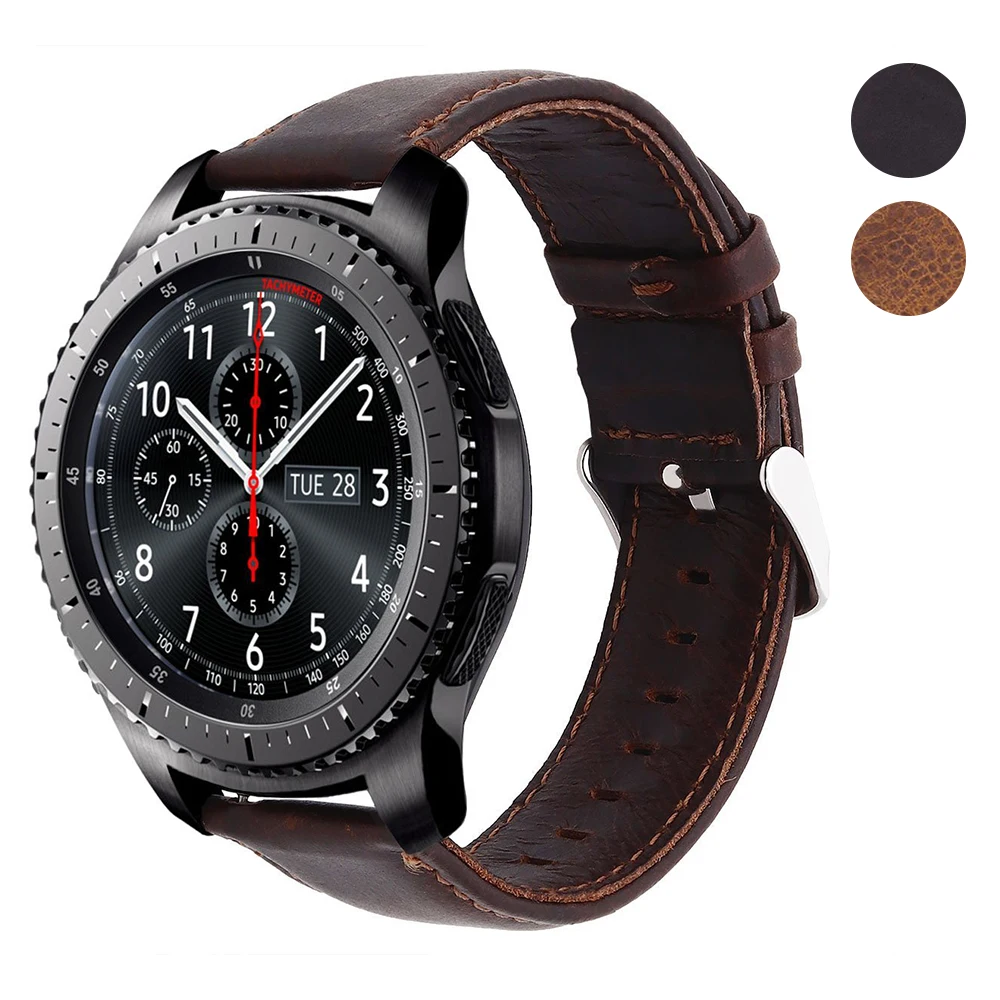 

Retro Vintage Genuine Leather strap For Samsung Gear S3 Frontier Classic Band 22mm Watch Bands Men Women Smart Watch Replacement