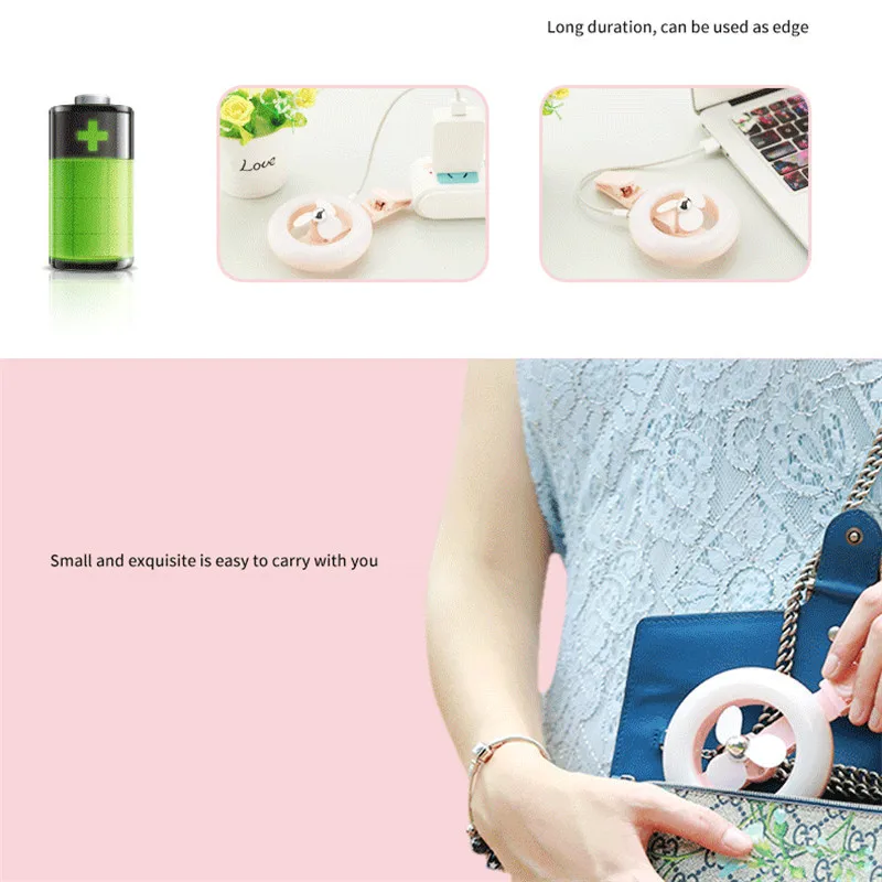 Тайципы Перезаряжаемая USB Маленький Ангел Вспышка для селфи на мобильный телефон Красота живого трансляции Зарядное Мини-электрический Вентилятор.