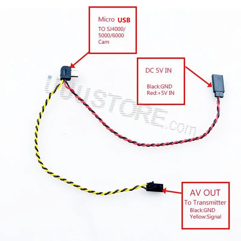

Micro USB для AV-кабеля для камеры SJCAM SJ4000 SJ5000 SJ6000 FPV видео аудио кабель Беспроводная телеметрическая передача