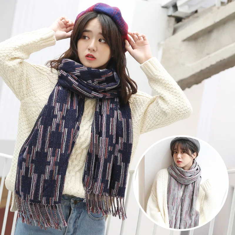 2018 New Autumn Winter Fashion Geometric Tassel Scarf Women's Warm Cashmere-like Long-style Jacquard Pashmina Scarves WJ2006 |