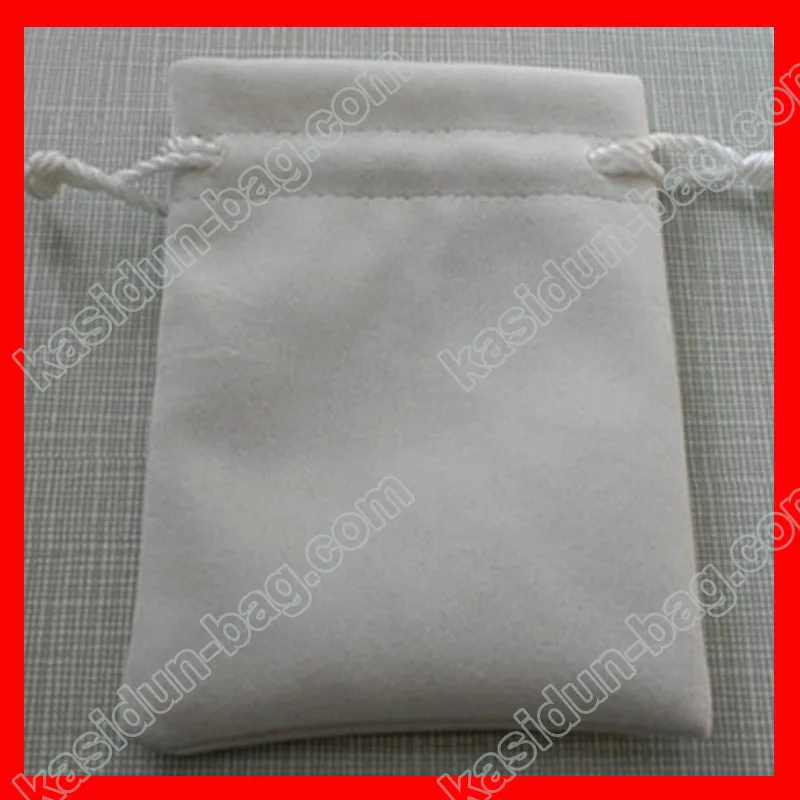 (100pcs/lot) 8x10cm white velvet  jewelry drawstring bag logo