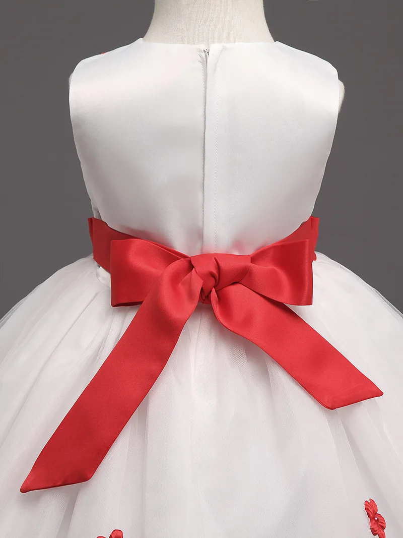 Романтические платья для девочек с цветочным рисунком бальные детей белое