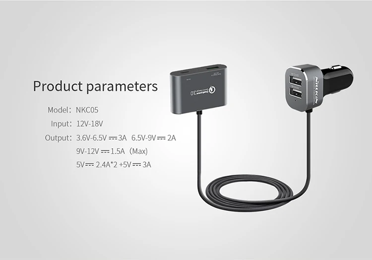 Nillkin 2 м расширение быстрая зарядка qc3.0 qc2.0 + порт 3 USB 1 Типа С Высокой Скорости