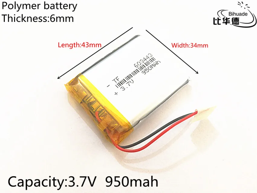 3 7 V 950mAh 603443 литий полимерный ионный аккумулятор для литровой энергии|3.7v 950mah|lithium