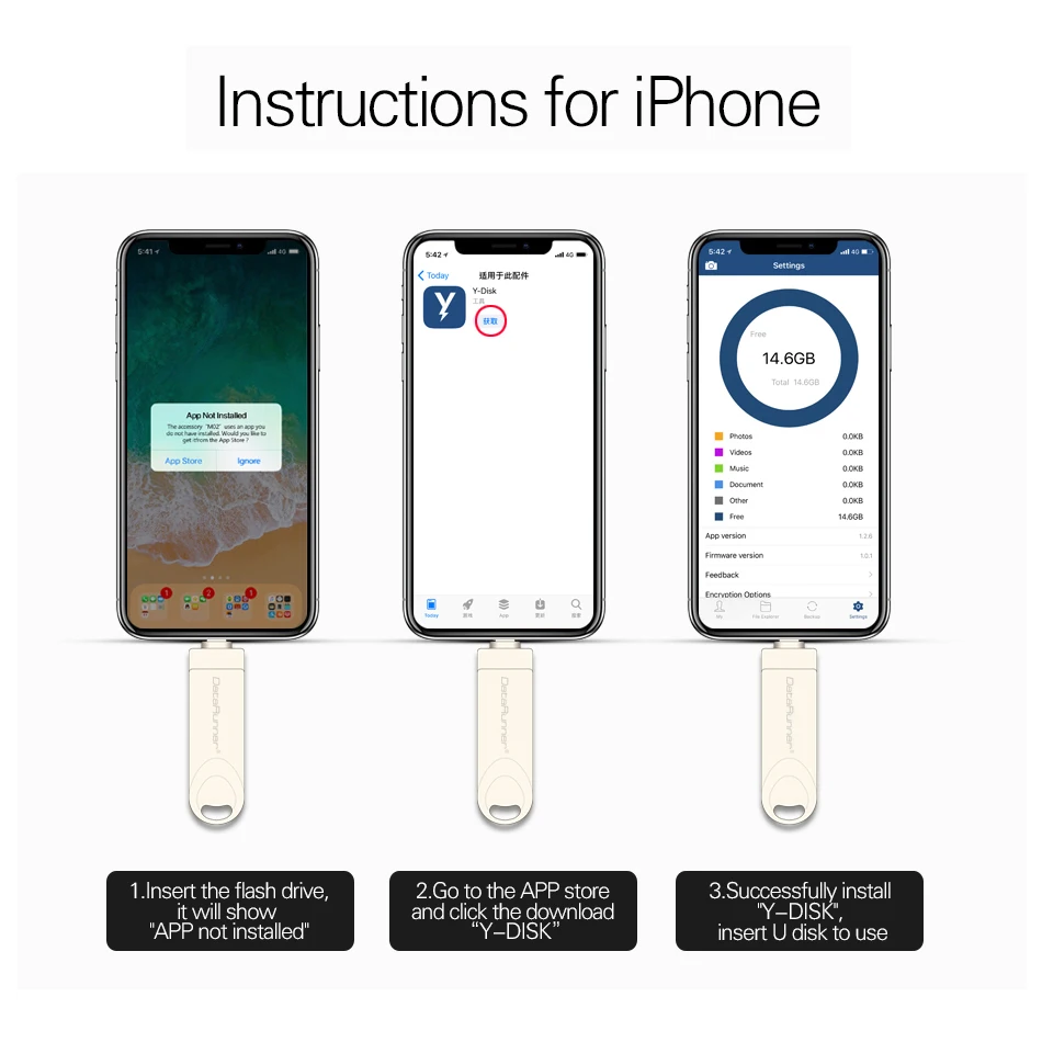 DataRunner OTG USB флеш накопитель для iOS/Android/PC 3 в 1 микро Usb флешка 0 128 Гб 64 ГБ 32 16 флэш диск