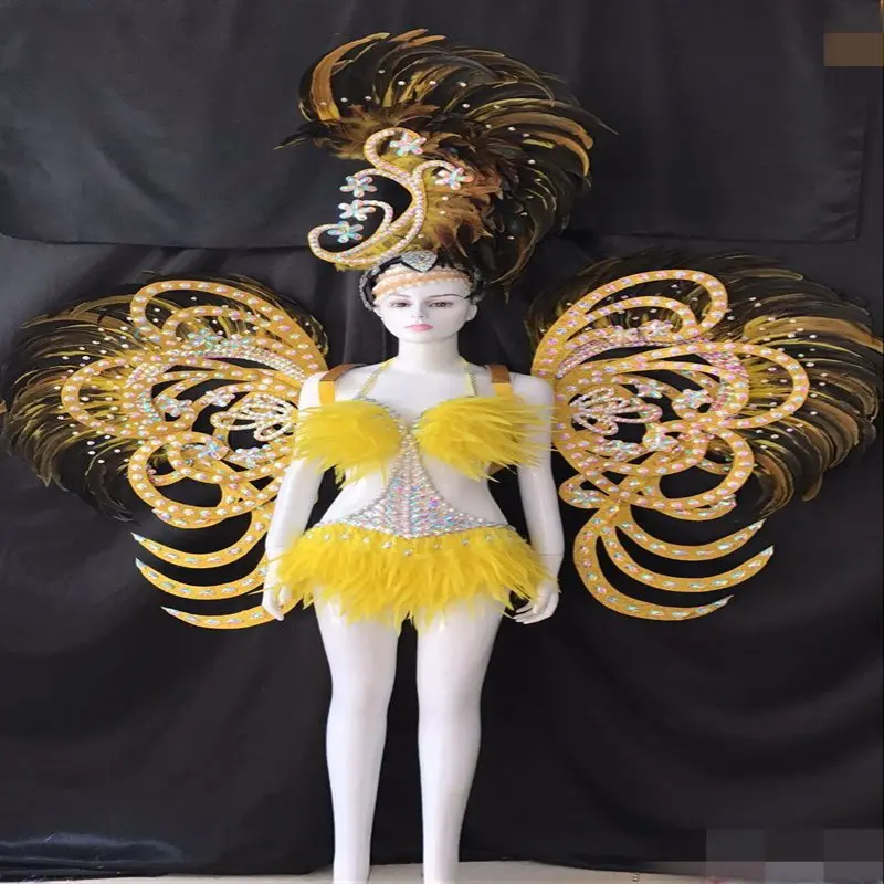 yellow red rose red blue orange color beautiful feather costumes samba performance