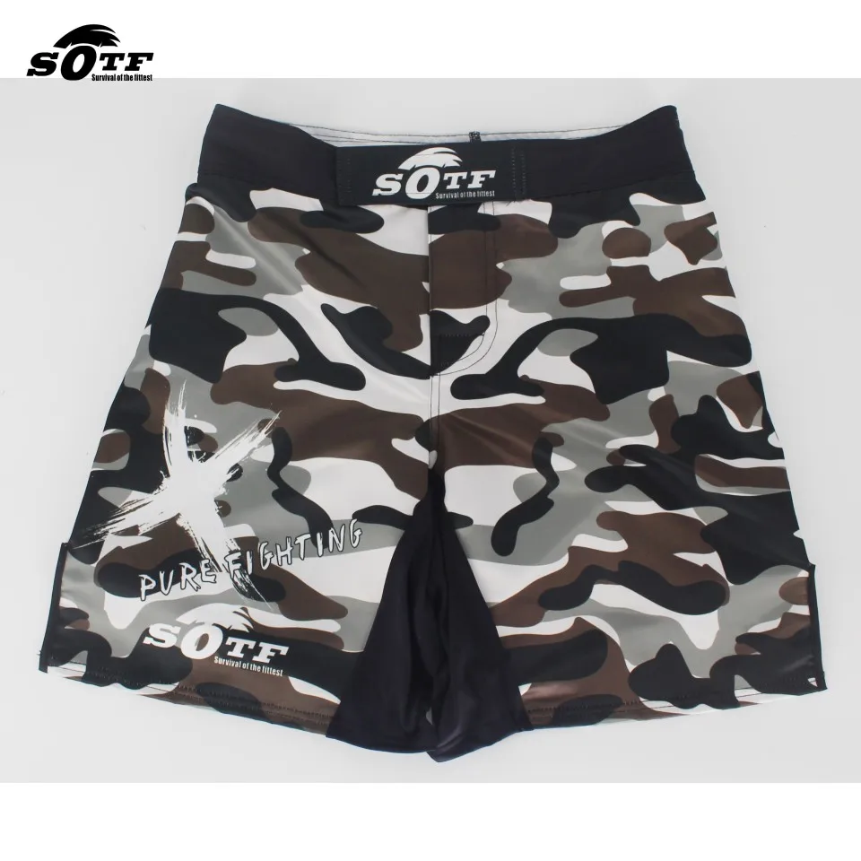 SOTF черные камуфляжные боксерские файтинговые дышащие шорты Tiger Muay Thai mma Одежда