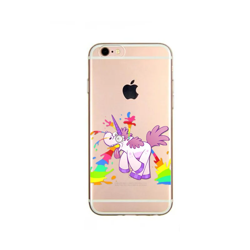 Чехол для iPhone 6 чехол iphone 5 6S 7 8 plus x милый Единорог Радужный Мягкий силиконовый из