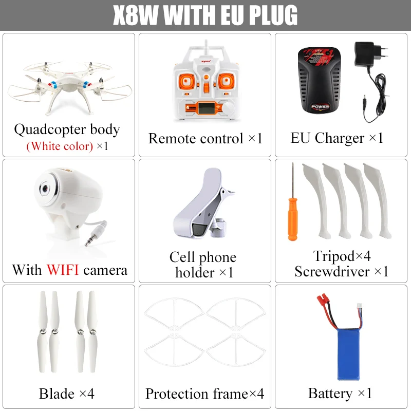 Syma X8C X8W 2.4 г 4CH 6 ось профессиональный FPV нло беспилотный квадрокоптер с 2MP HD камера wi-fi в режиме реального времени передавать вертолет - Цвет: X8W with EU Plug