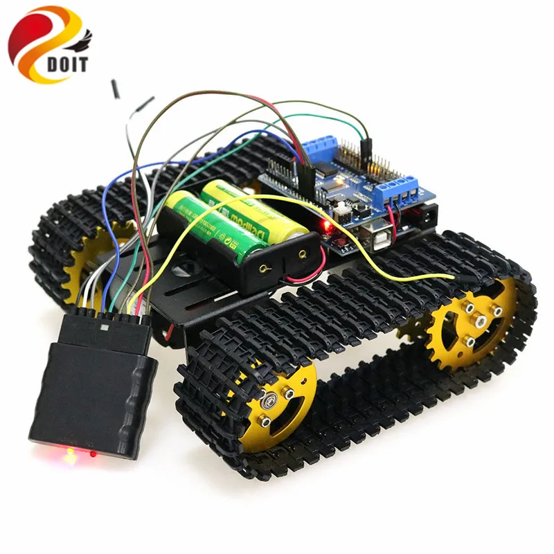 PS2 джойстик Управление умный робот бак шасси с двойной DC 12 В двигателя + Arduino доска