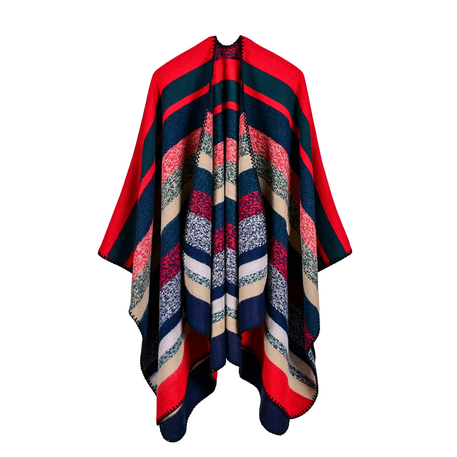 Thick Striped Jacquard Cashmere Scarf Warm Luxury Brand Scotland Cloak Woman Lady Autumn Winter 150*130CM 450g |