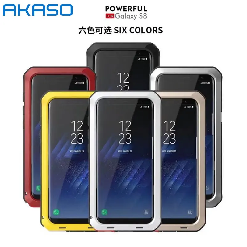 AKASO Heavy Duty Protection Luxury Doom Armor Shock Metal Aluminum cell phone case For Samsung Galaxy S8 Plus | Мобильные телефоны