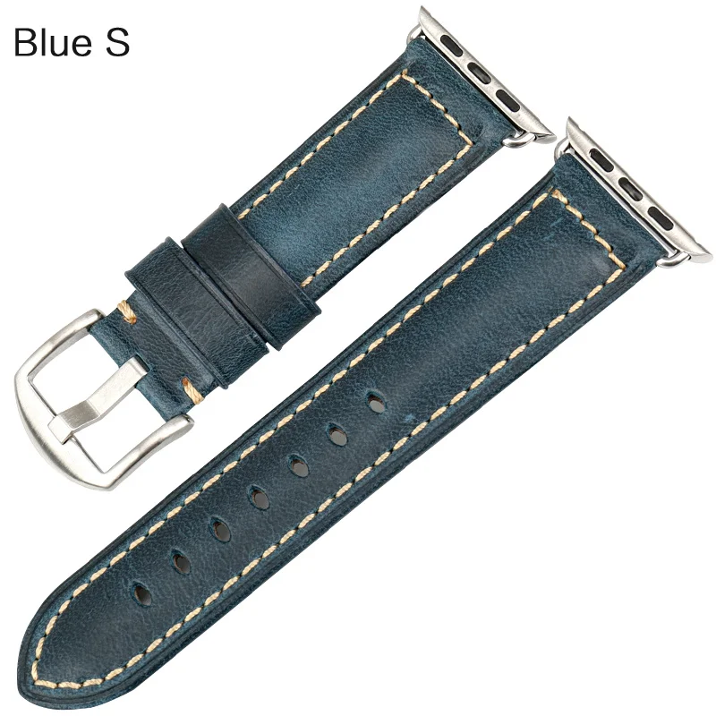 Ремешок для часов MAIKES из натуральной кожи для apple Watch iWatch 38 мм 42 мм 44 мм 40 мм ремешок для часов apple watch Series 4 3 2 1 - Цвет ремешка: Blue S