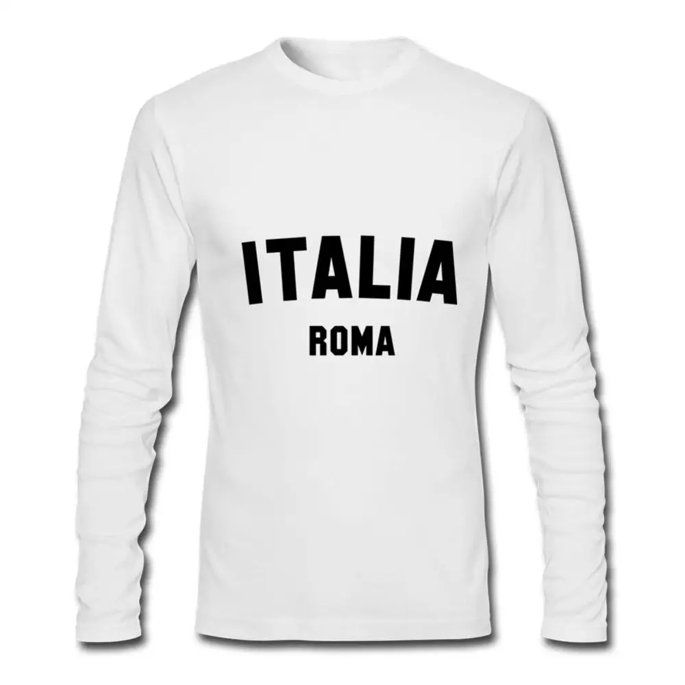 Белый Футболки мужские ITALIA ROMA Новое поступление осенне-зимняя одежда роскошное платье с длинным рукавом мужская футболка vespa Барселона футбольная Футболка - Цвет: Белый