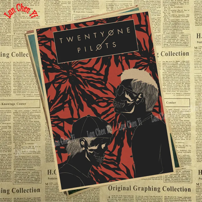 Оранжевый Twenty One Pilots самая популярная Альтернативная рок-группа крафт-бумага плакат настенный стикер домашний декор - Цвет: Оранжевый
