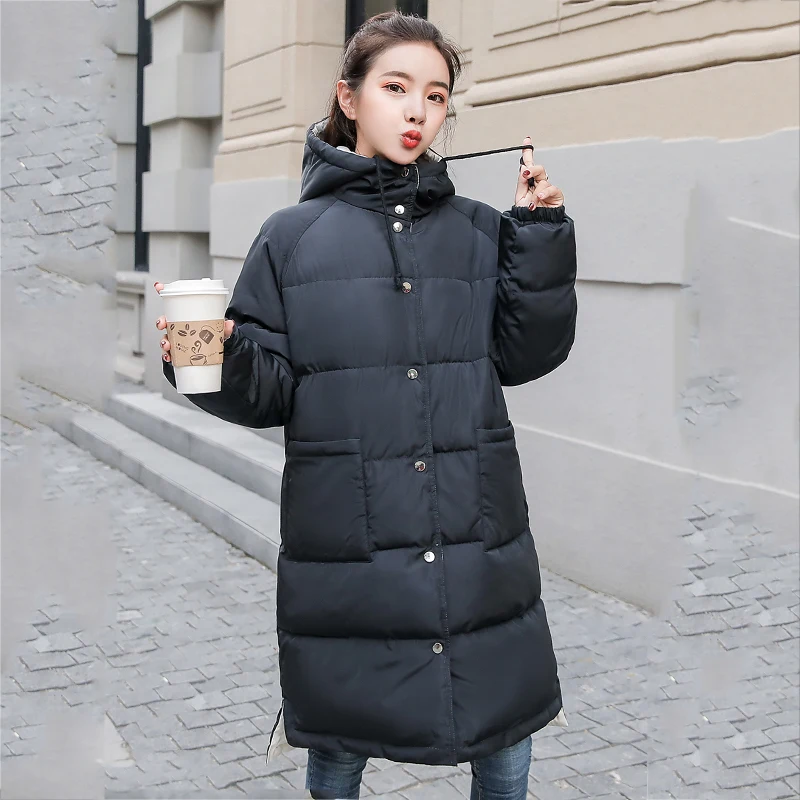 Женская двубортная куртка с капюшоном длинная стеганая пуговицами верхняя