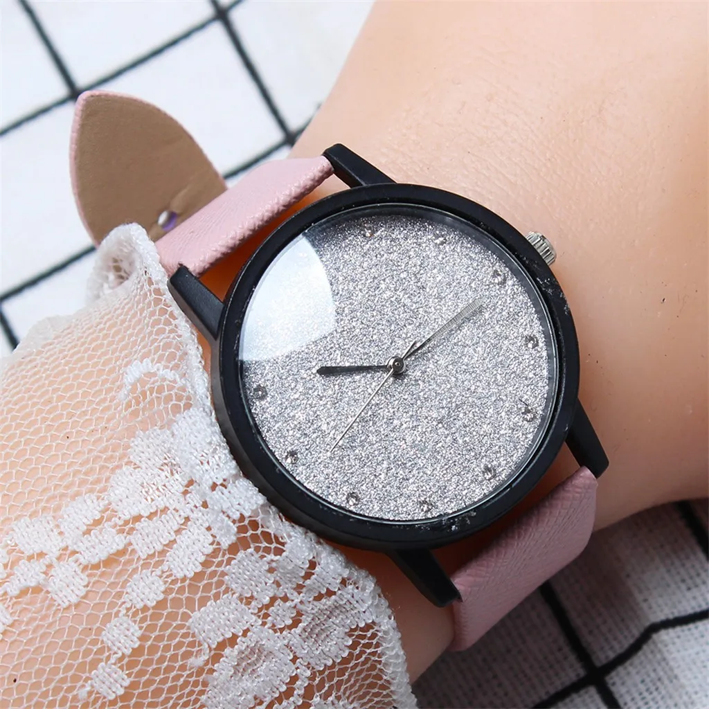Часы Reloj Mujer модные кварцевые женские часы с выпуклым стеклом кожаные наручные
