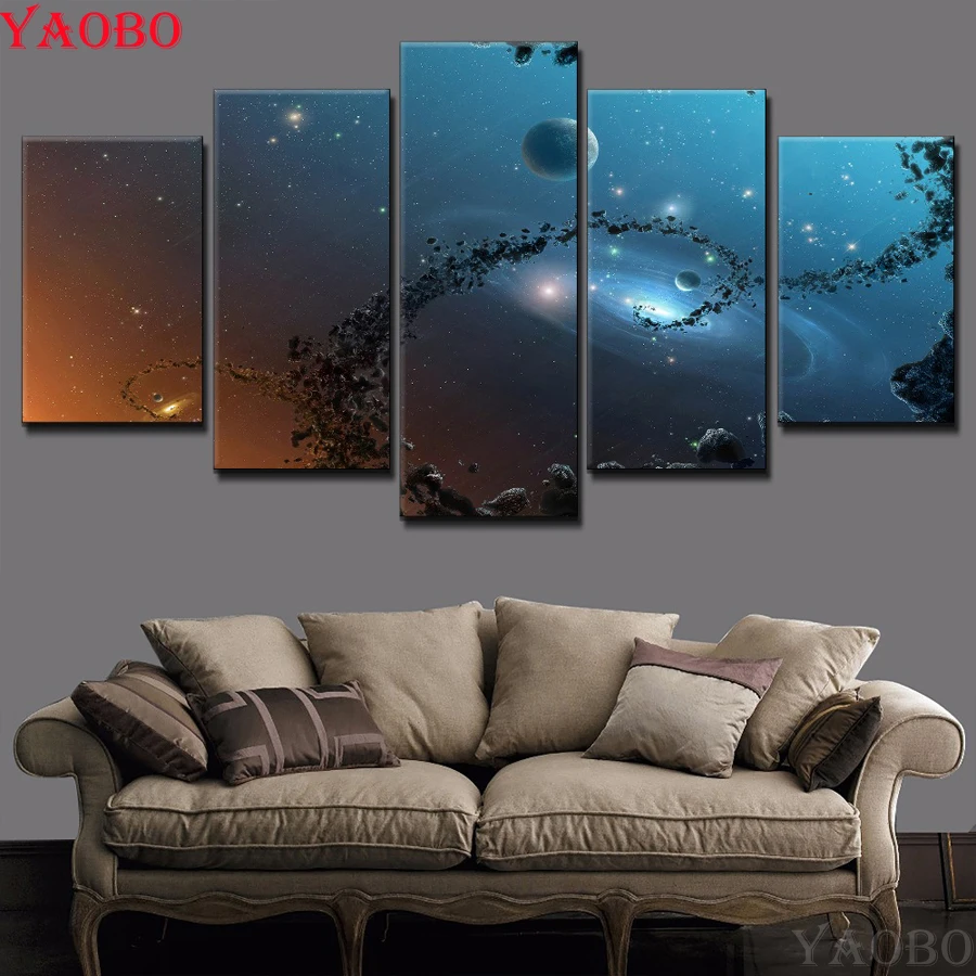 

5pcs set diy diamond Abstract Space Milky Way Paintings full square/round drill 5d mosaic beads embroidery multi-picture decor