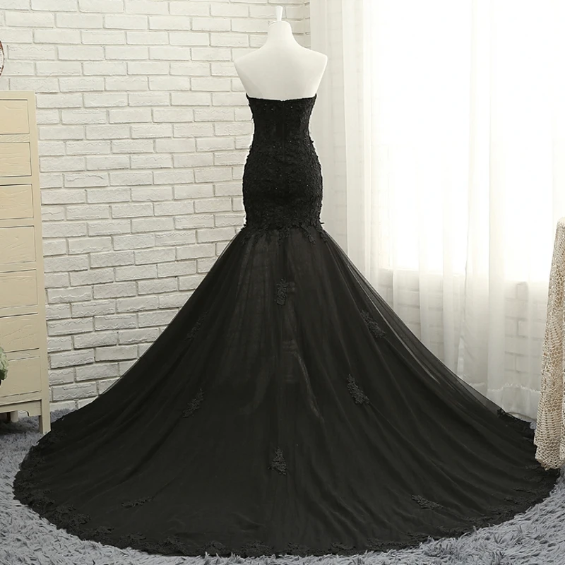 

Sexy Black Lace Mermaid Prom Dresses Long Beaded Prom Evening Party Dresses for Graduation Gowns vestidos de formatura