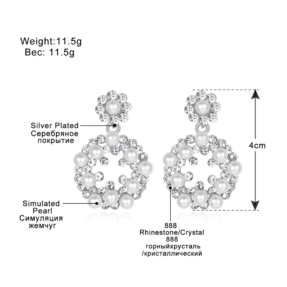 Mecresh Серебряный/золотой цвет цветок имитация жемчуга Висячие серьги для женщин