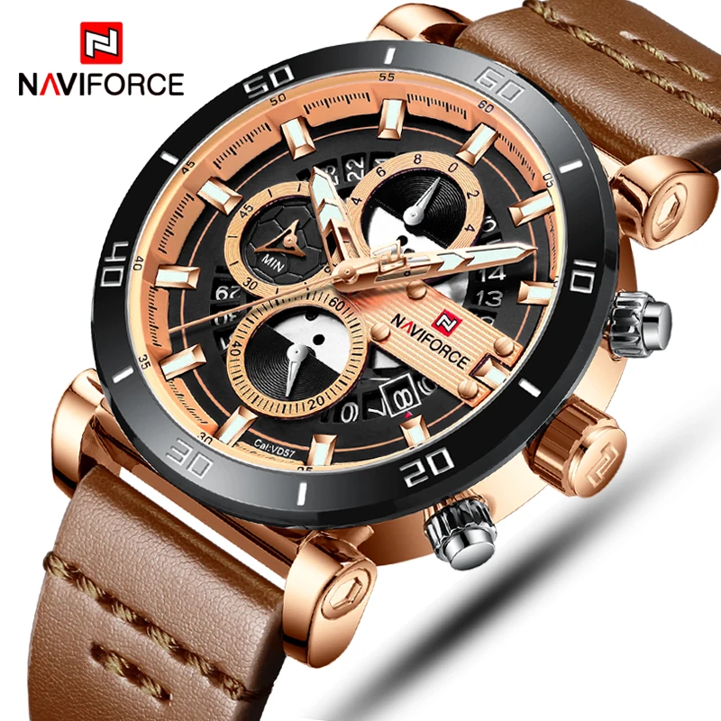 Мужские часы NAVIFORCE роскошные брендовые водонепроницаемые кварцевые мужские