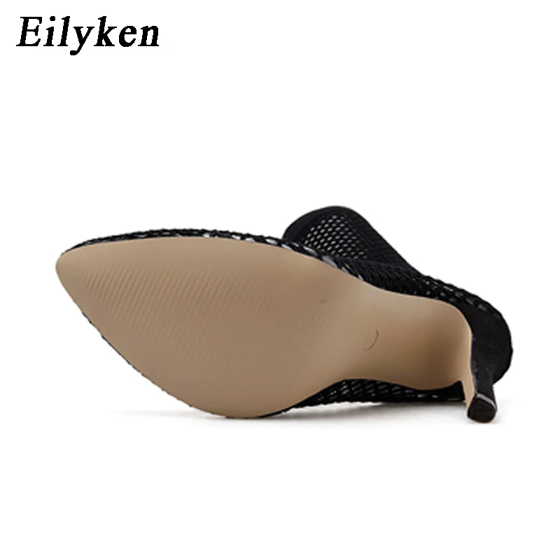Eilyken/Новинка года; женские босоножки с острым носком и сетчатыми отверстиями; пикантная Летняя обувь; красивые дышащие вечерние ботильоны из органической кожи на высоком каблуке