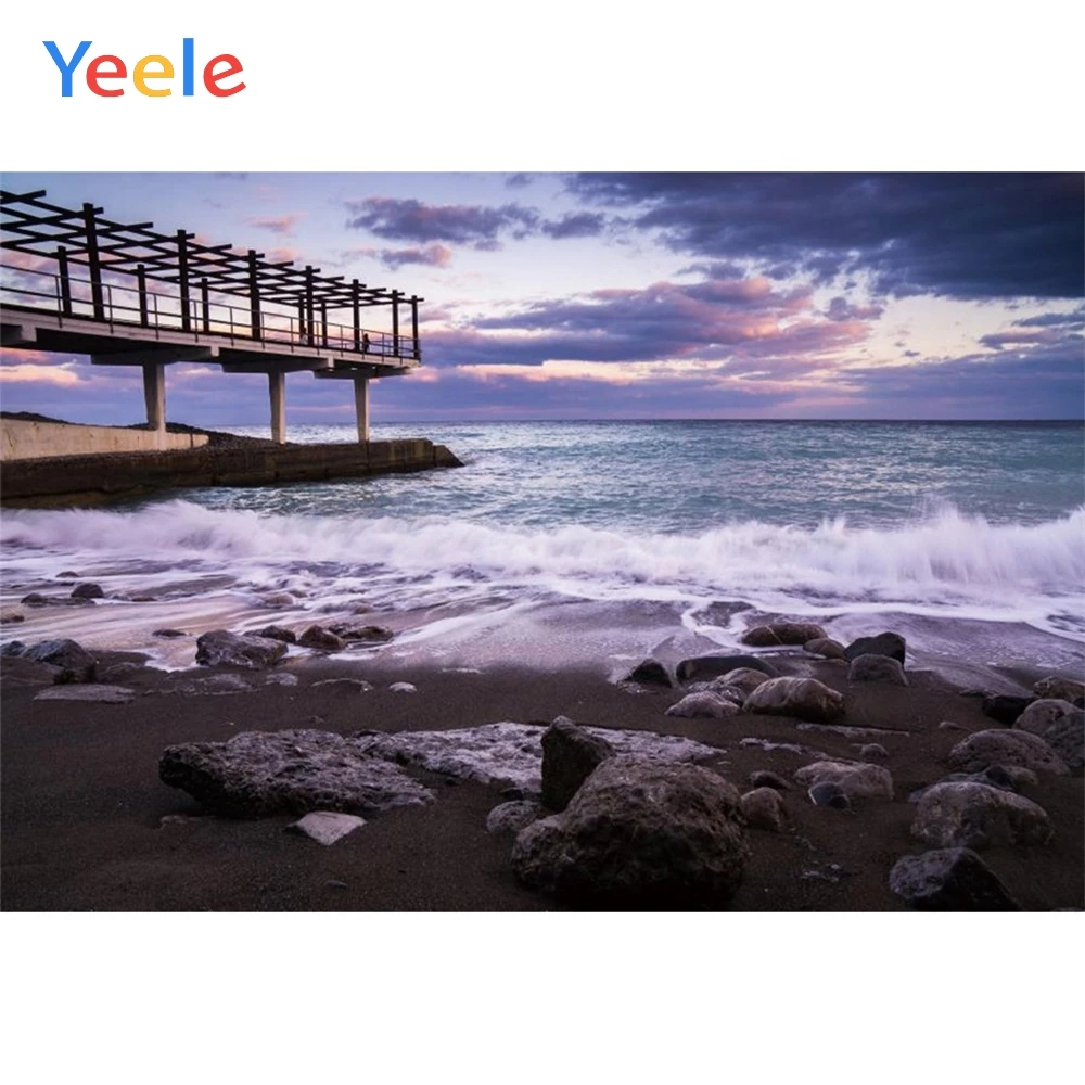 Фоны для фотографирования детей Yeele закат облака море волна мост камень лето