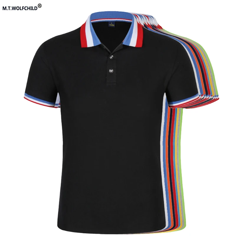 Free shipping 2018 Summer Mens short sleeve hit color collar polo shirts casual solid men's polos Fashion slim mens tops |