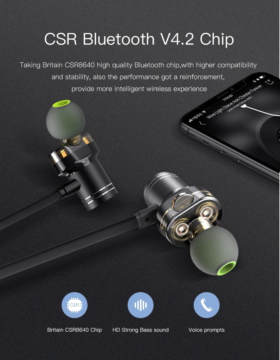 AWEI X670BL, двойной драйвер, беспроводные Bluetooth наушники, наушники с микрофоном, водонепроницаемые, супер бас наушники, стерео звук, гарнитура