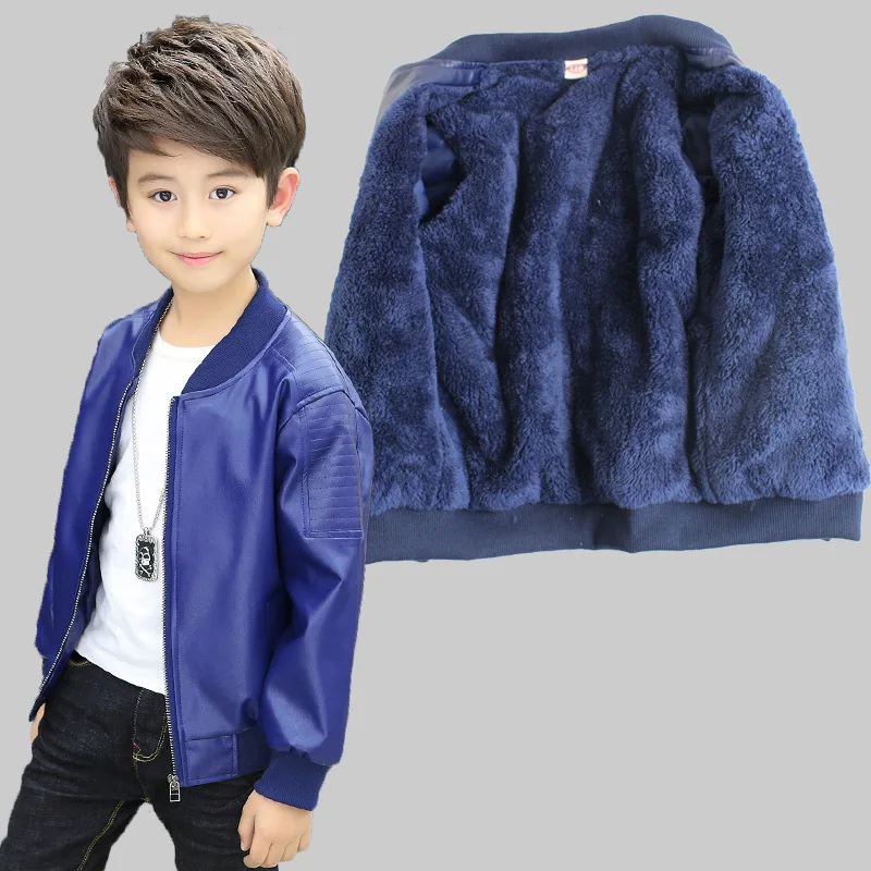

Kids Clothes Baby Boys Leather Jacket Child Autumn Winter Fashion O-neck Thick Jackets For Boy Coats Children Clothing 3jk132