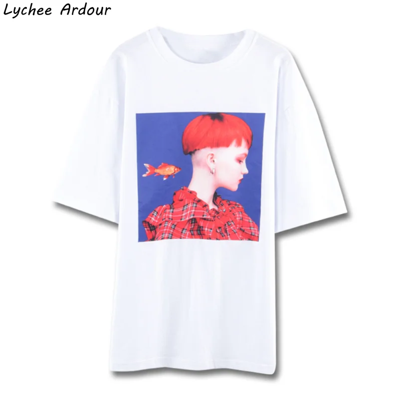 Lychee Ardour Harajuku футболка с принтом золотой рыбки женская летняя коротким рукавом