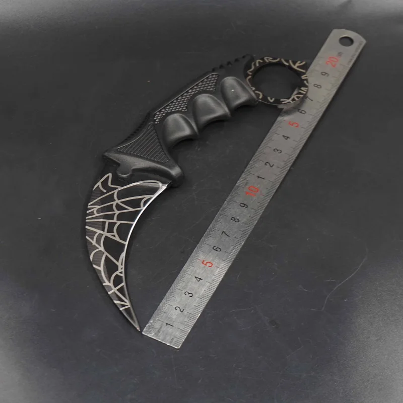 Черный Нож с когтями Karambit CS GO Рогатка из нержавеющей стали с прицелом, тренировочный нож для выживания, походные ножи с фиксированным лезвием, EDC, мульти инструменты - Цвет: Черный