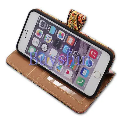 Bcov Марка Пейсли Цветок Лист Кожаный Бумажник Чехол Для iPhone 6 S 100023002|wallet money|wallet