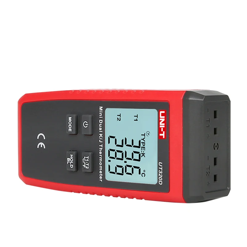 Мини термометр UNI T UT320D двухканальный щуп термопары K /J с датчиком температуры