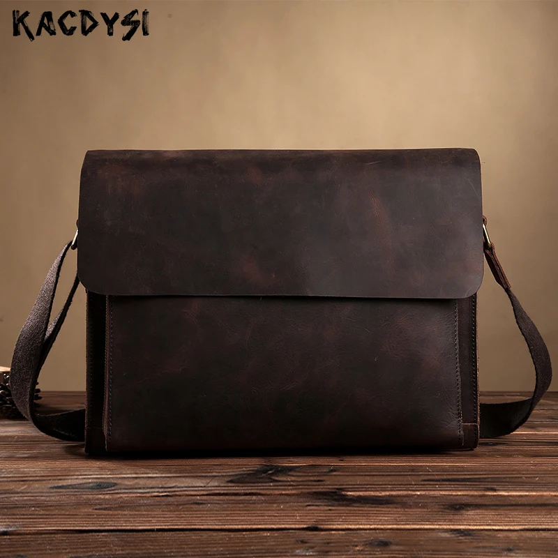 Сумка на плечо мужская из натуральной кожи Крейзи Хорс дизайнерская Винтажная