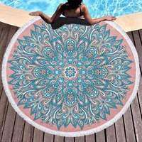 microfine mandala beach towel round microfiber large printed yoga towel with tassel beach mat