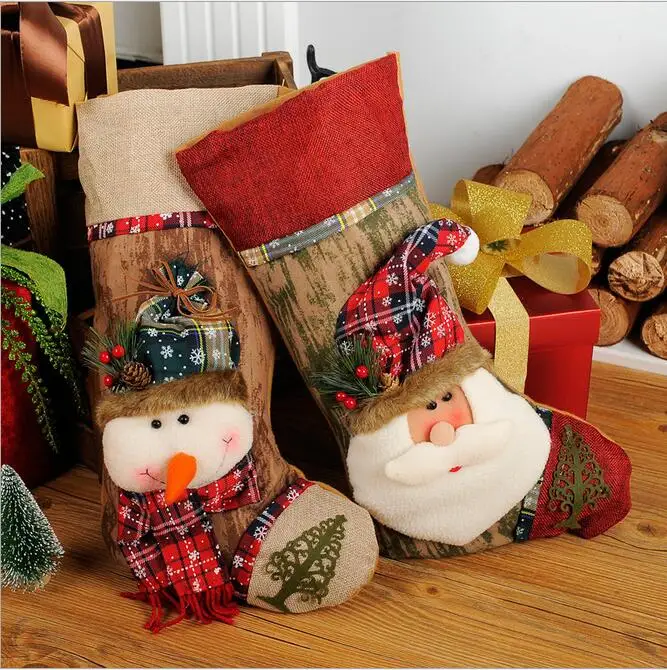 2 комплекта роскошный Рождество украшение для дома Санта Чулок подарок Сумки Merry