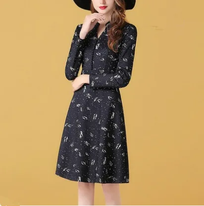 Модные осенне зимние платья с длинными рукавами Vestidos De Mujer Tallas Grandes Платье