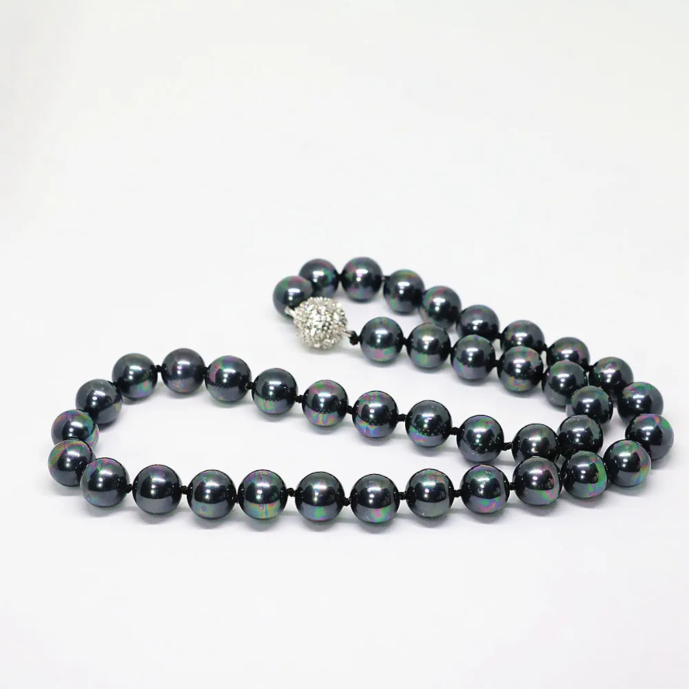Модный Черный Элегантный Павлин Радуга круглый натуральный жемчуг 8 10 мм бисер