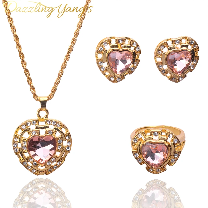 Ослепительно Ян элегантные модные свадебные украшения золото Цвет сердце Форма