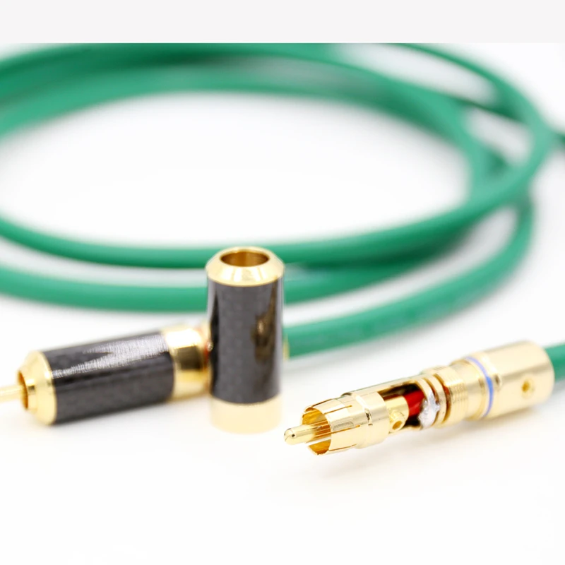 1 пара высокоэффективный углеродное волокно Золотой RCA разъем посеребренный Hifi